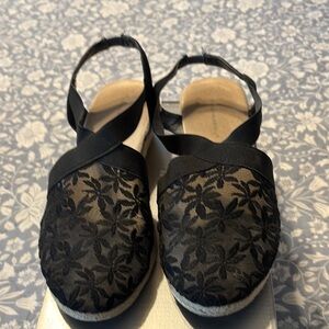 Elegant Black Floral Women's Shoes